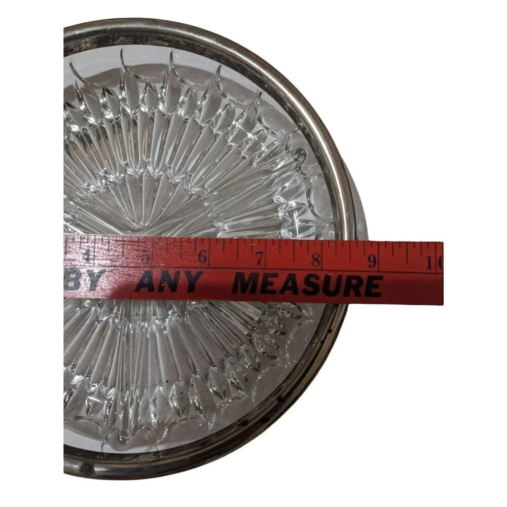 CUT GLASS BOWL WITH SILVER‎ PLAT divided serving vegetable bowl   83/4in